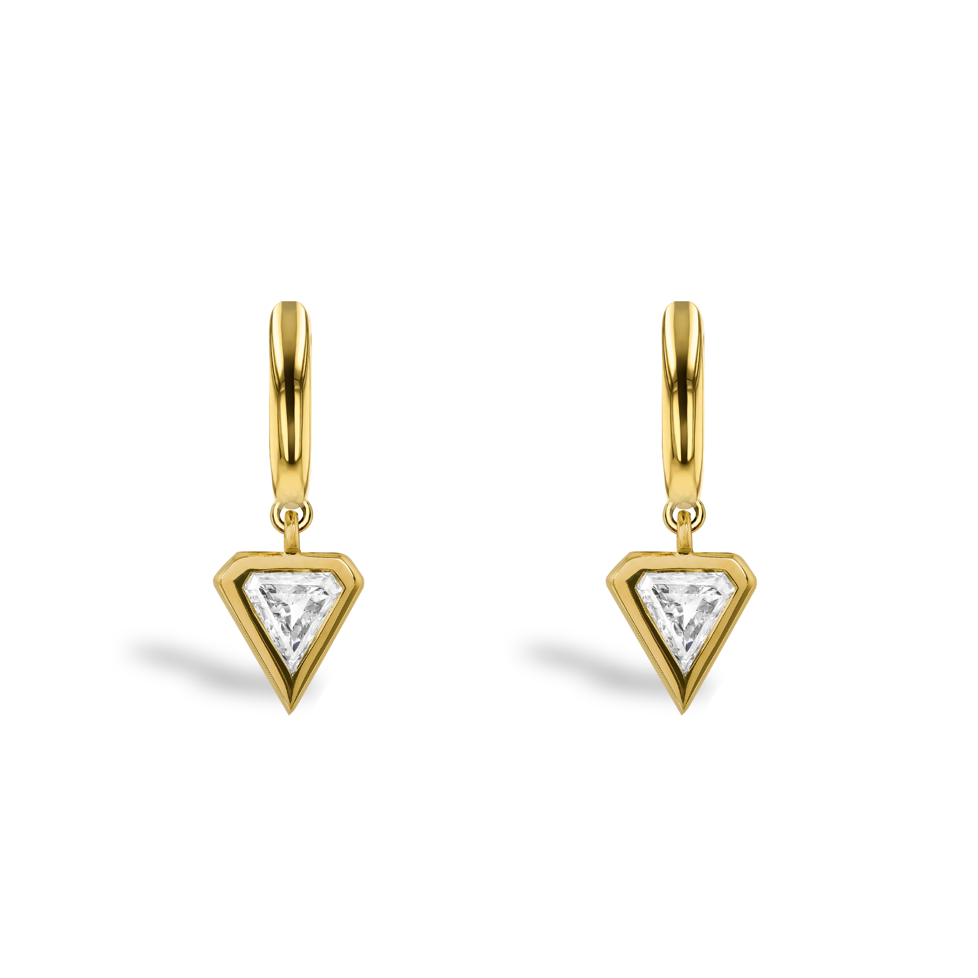 Shield Cut 0.41ct Diamond Drop Earrings Shield Cut, Rubover Set_2