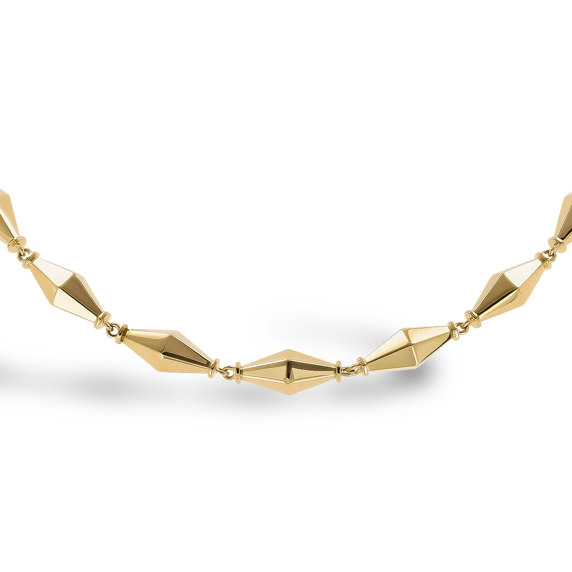 Cleopatra Gold Faceted Barrel Link Necklace _2