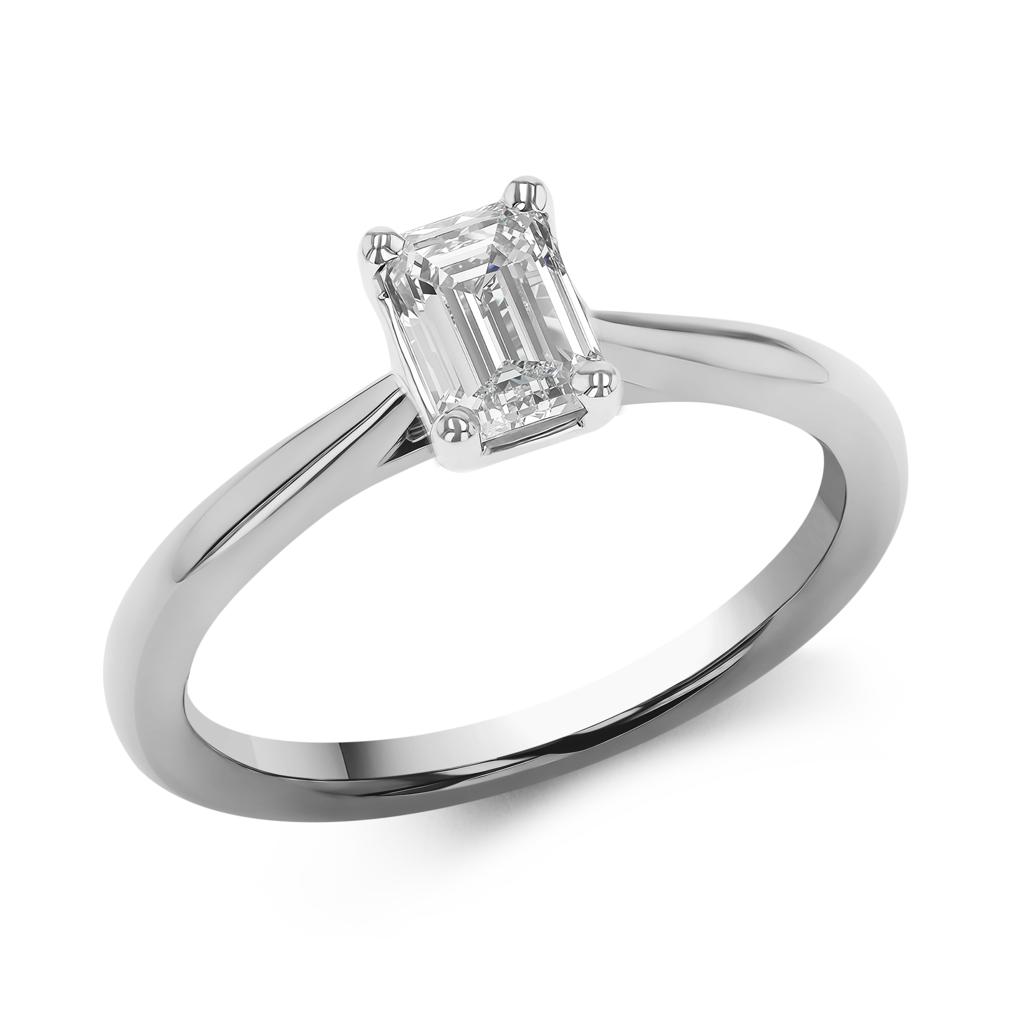 Classic 0.70ct Diamond Ring Emerald Cut, Claw Set_1