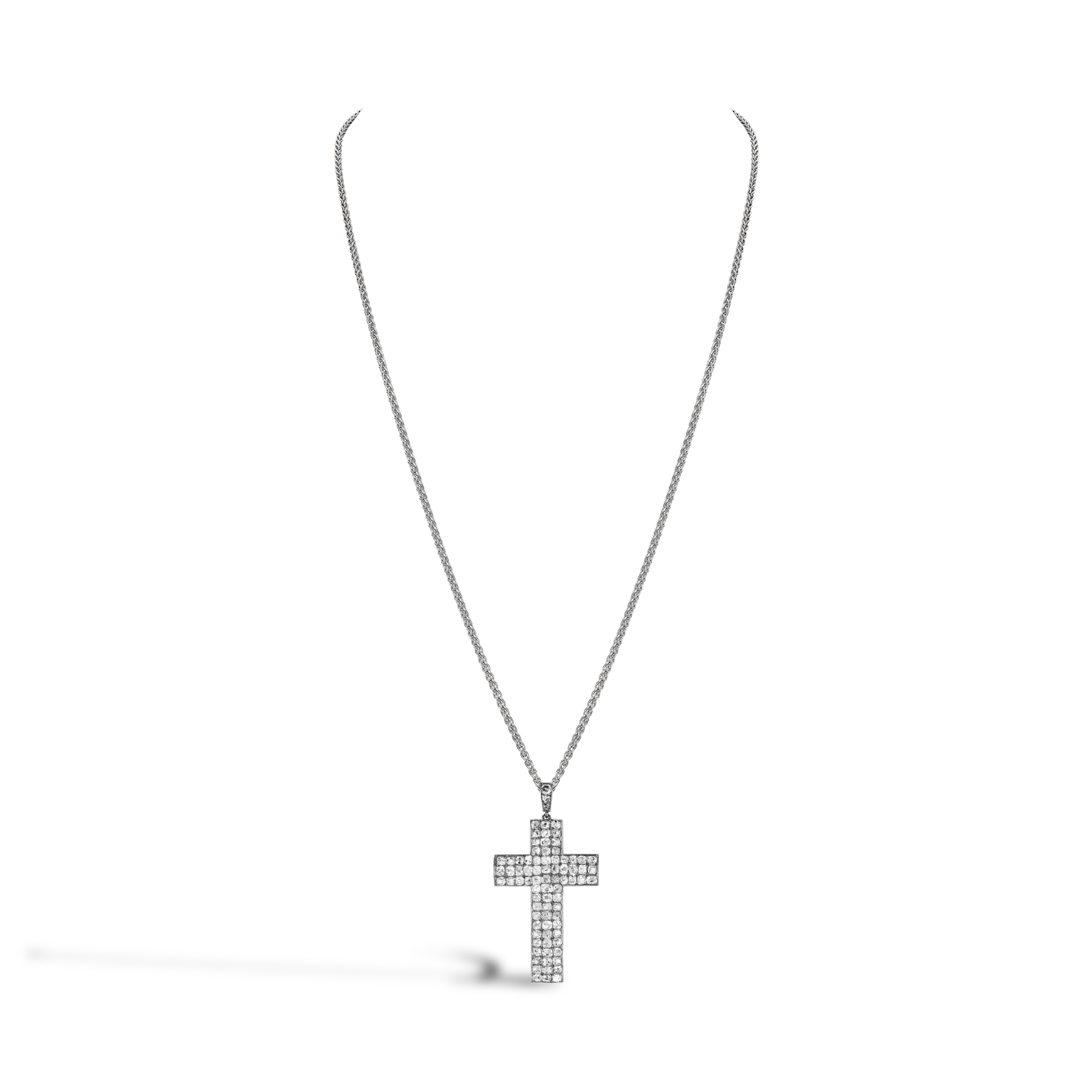 Belle Epoque Diamond Cross Pendant Old Cut, Grain Set_2