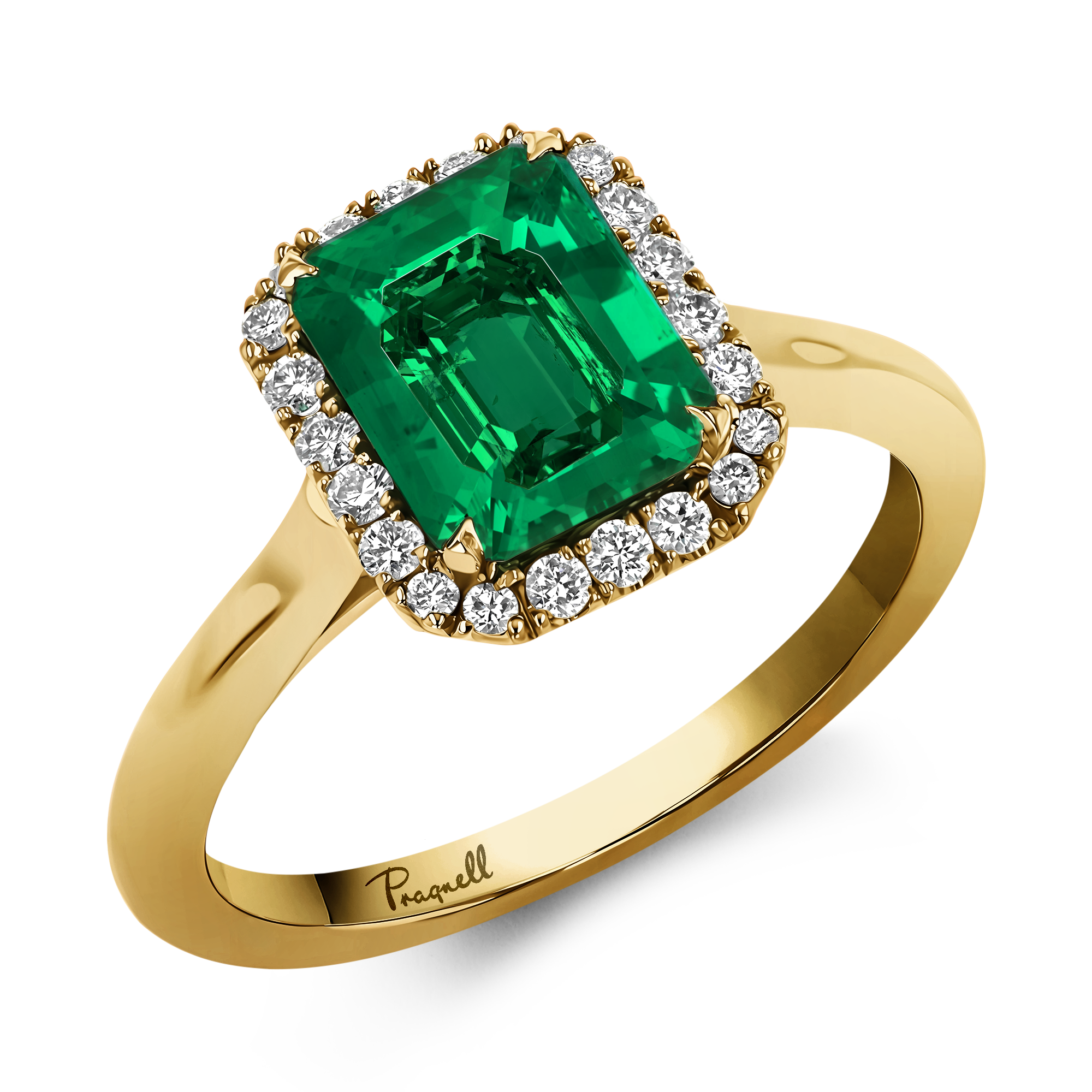 Emerald Cut 1.63ct Colombian Emerald and Diamond Cluster Ring Emerald Cut, Claw Set_1