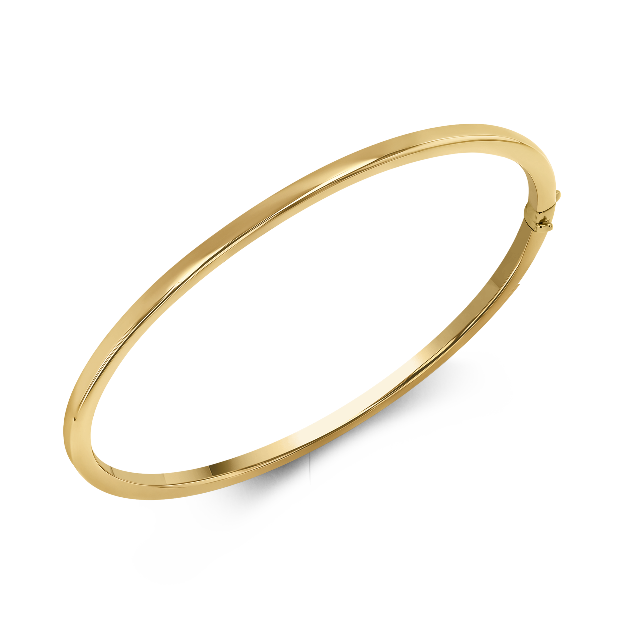 Plain Polished 3mm Square Edged Oval Bangle _2