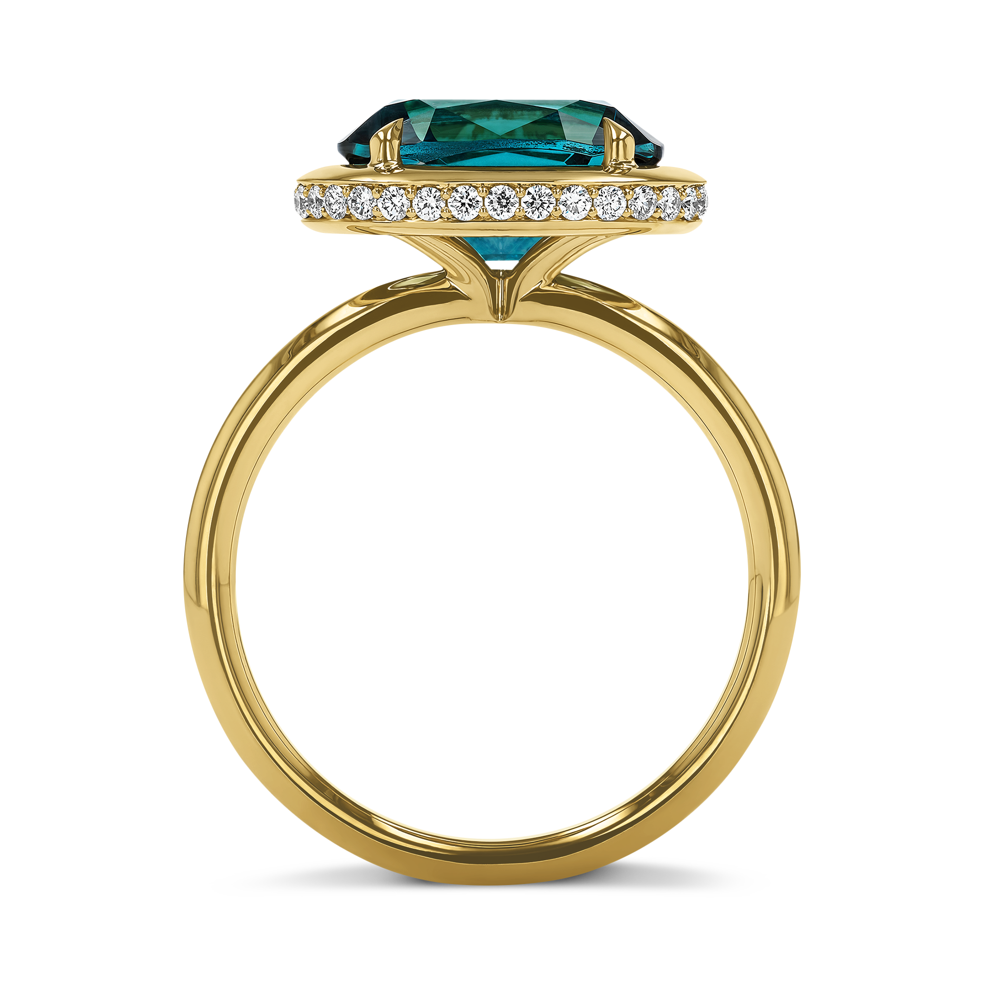 Skimming Stone 3.13ct Namibian Tourmaline and Diamond Ring Oval Cut, Claw Set_3