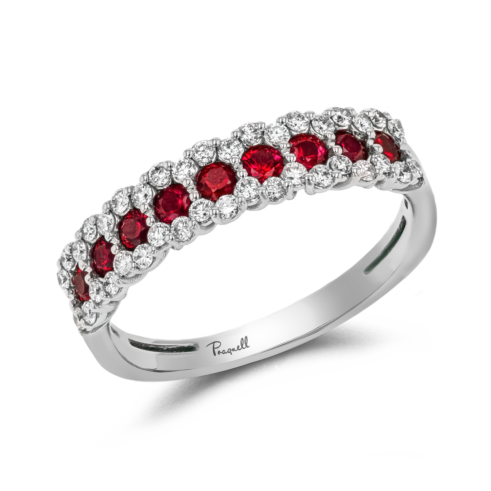 Ruby and Diamond Eternity Ring Brilliant Cut, Half Eternity, Claw Set_1