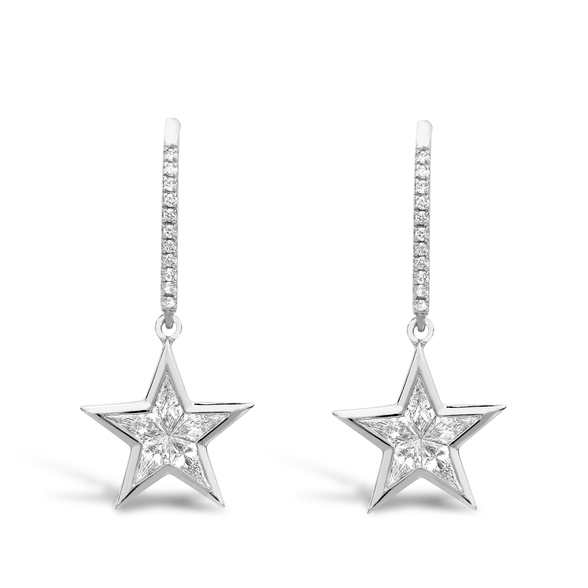 RockStar Diamond Drop Earrings Kite Cut, Rubover Set_1