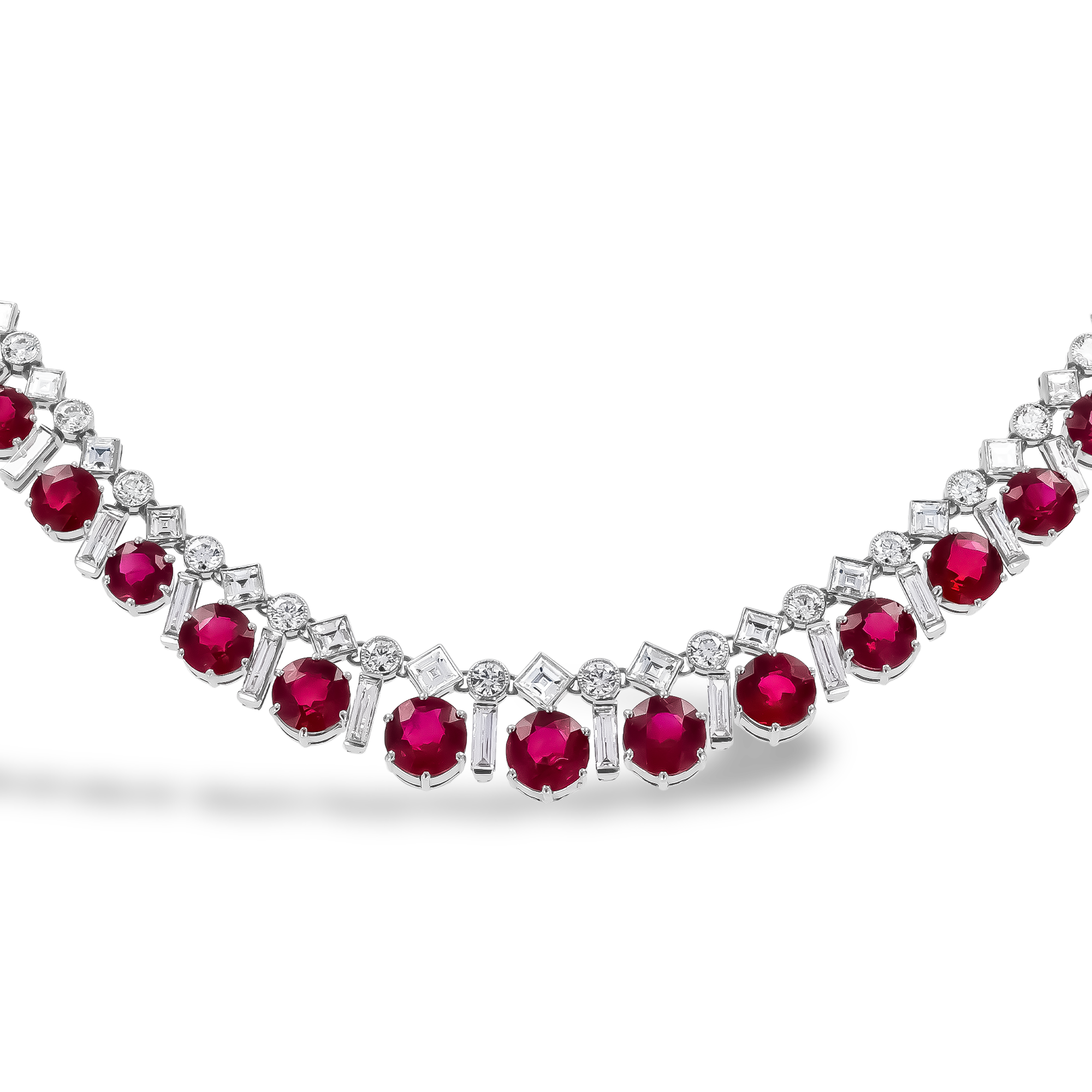 Masterpiece Brilliant Cut 39.04ct Burma Ruby and Diamond Necklace Brilliant cut, Claw set_2