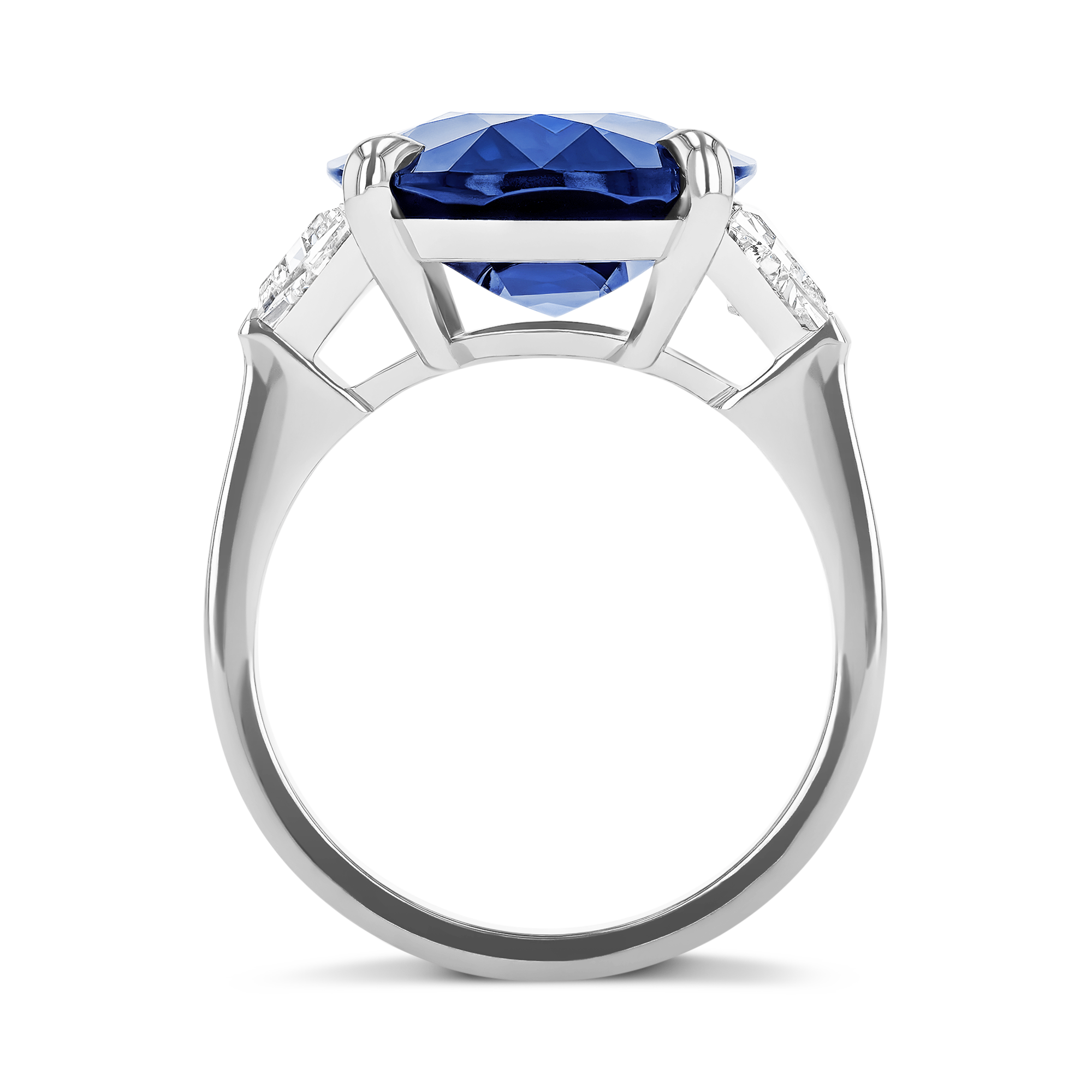 Masterpiece Oval Cut 11.03ct Sri Lankan Sapphire and Diamond Ring Oval & Trapeze Cut, Claw Set_3