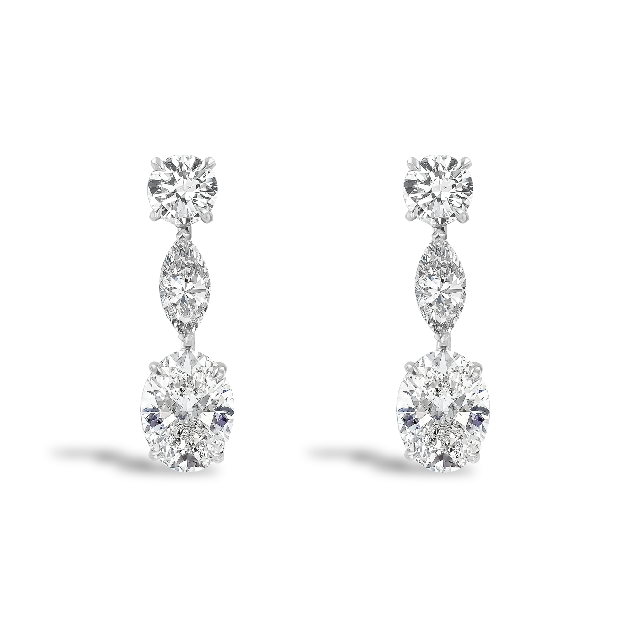 Oval Cut 4.01cts Diamond Drop Earrings Oval Cut, Claw Set_1