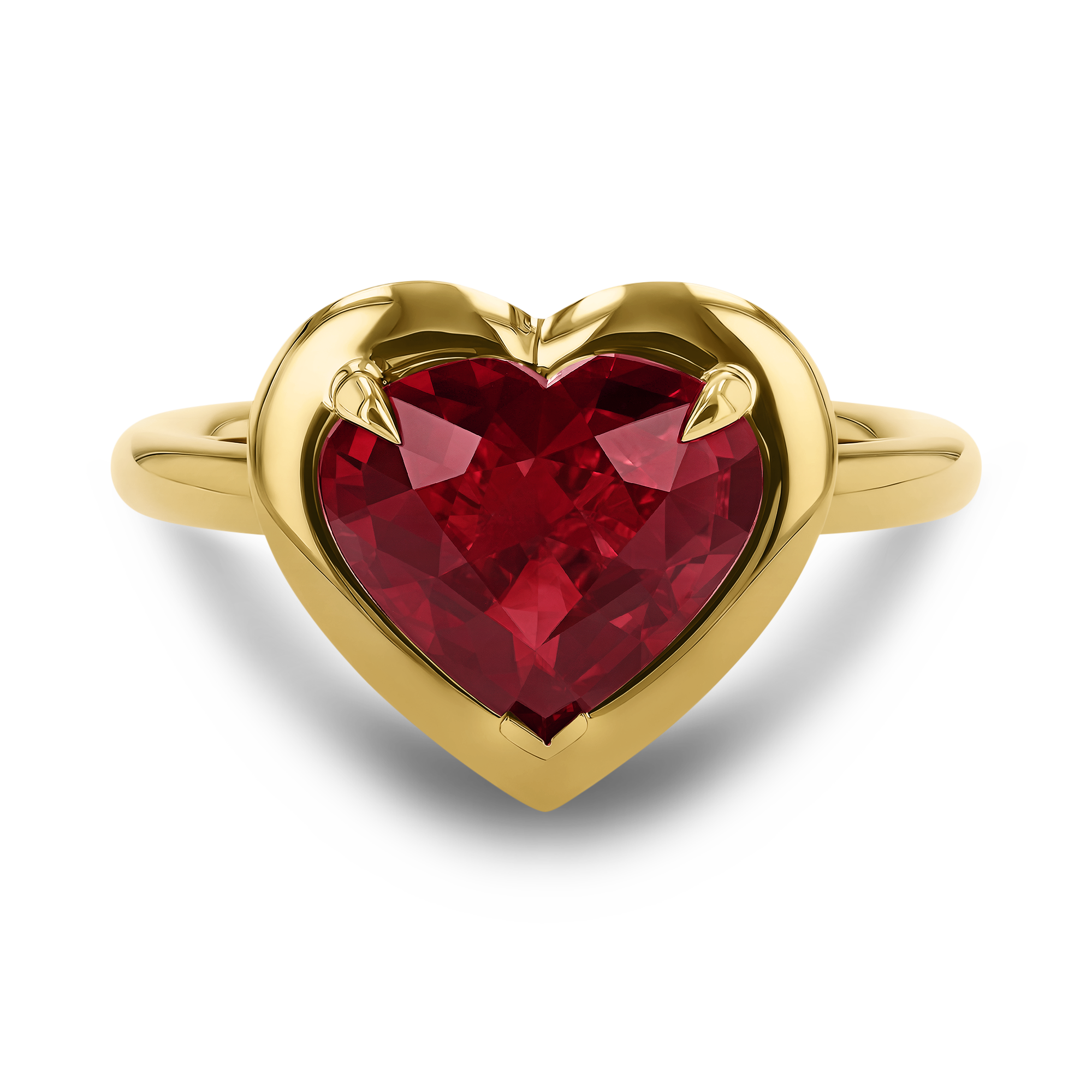 Skimming Stone 3.01ct Heartshape Mozambique Ruby and Diamond Ring Heartshape, Claw set_2