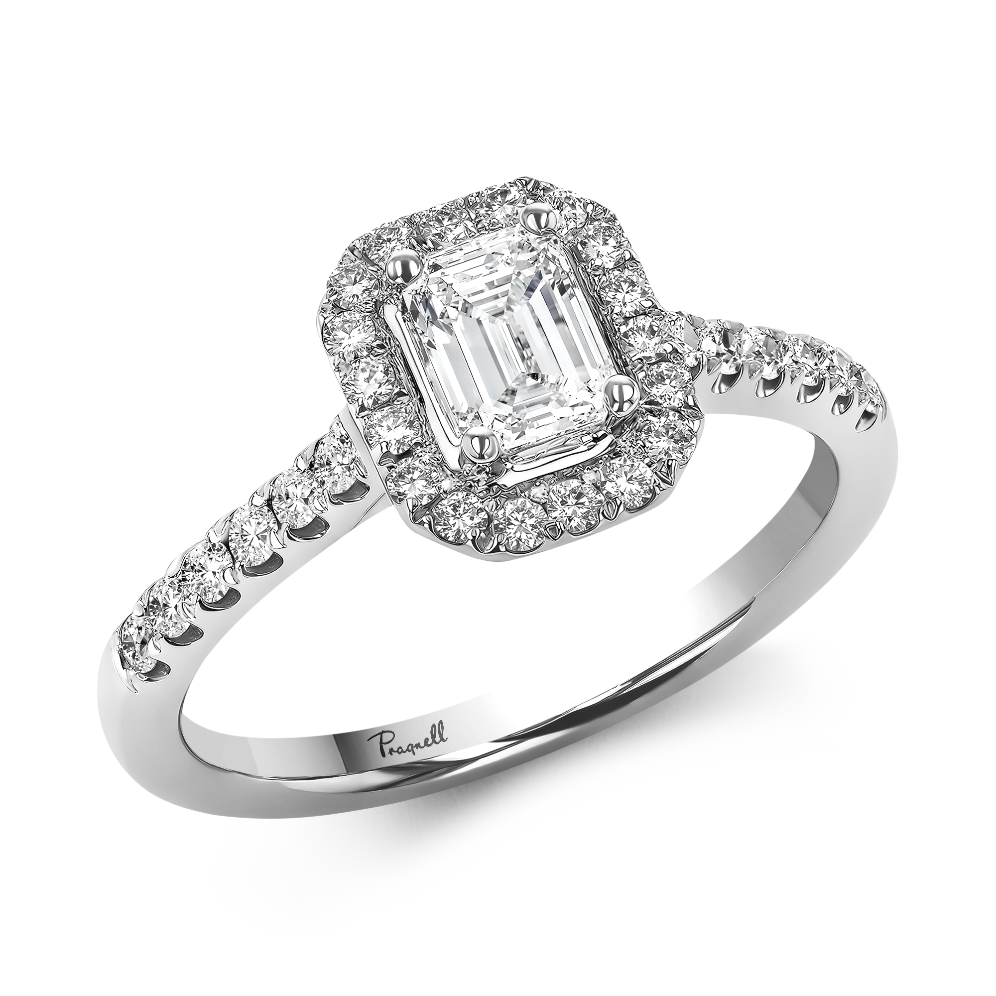 0.51CT Diamond Cluster Ring Emerald Cut, Cluster, Brilliant Shoulders_1