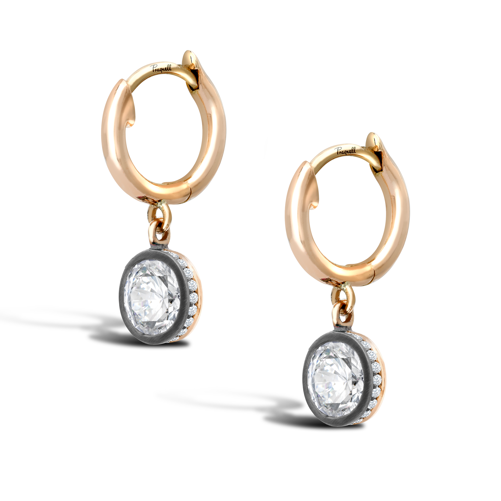 Legacy 1.18ct Diamond Drop Hoop Earrings Brilliant Cut, Rubover Set_3