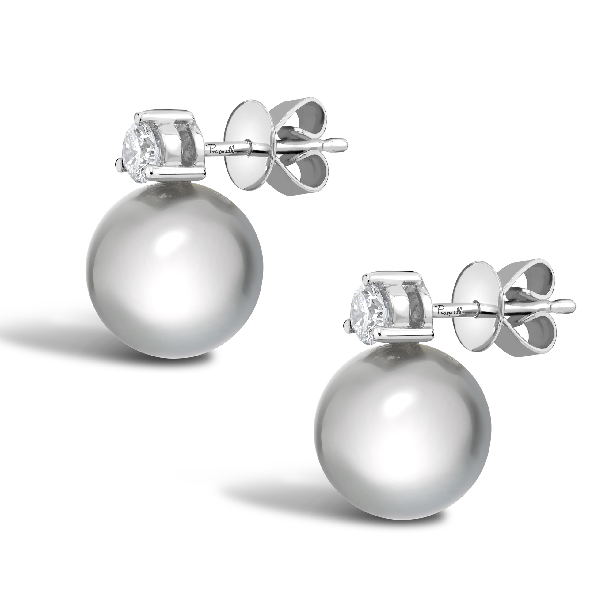 Tahitian Pearl and Diamond Earrings 10mm - 11mm_2