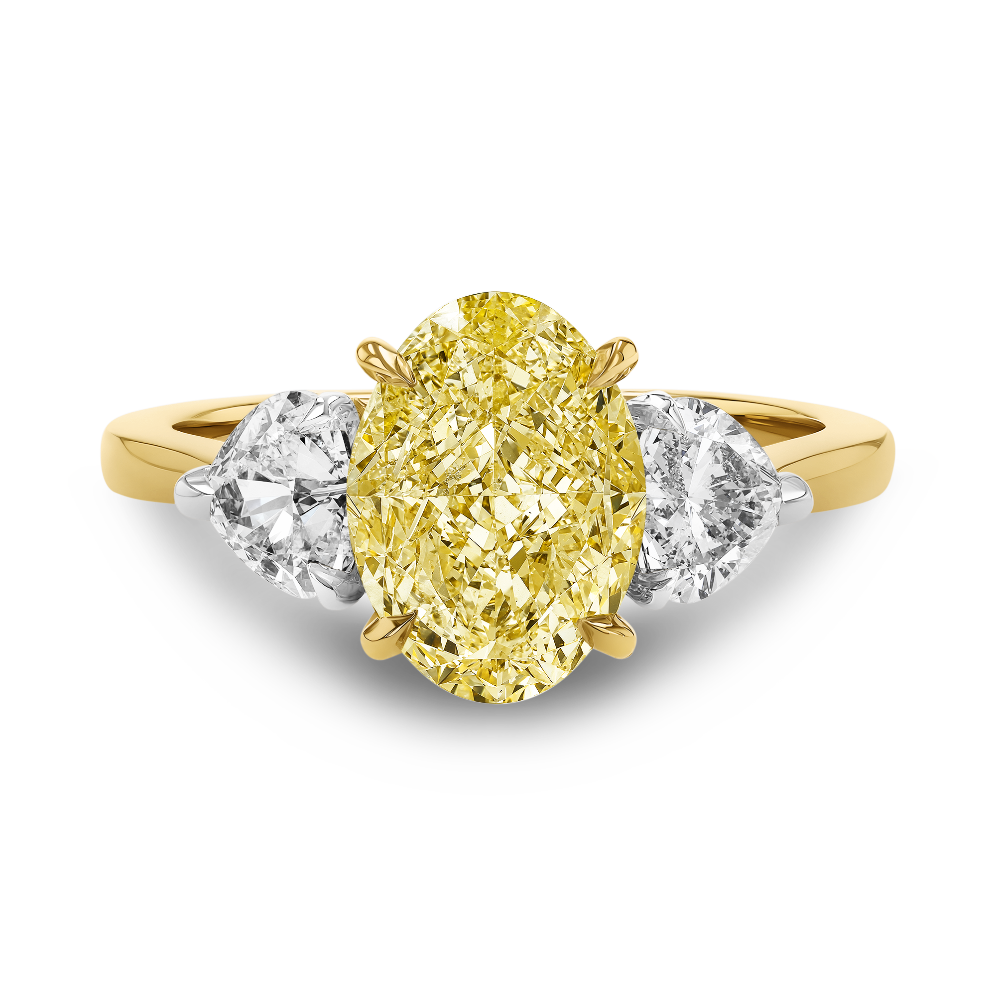 Venus Setting 3.01ct Fancy Yellow Diamond Ring Oval & Heart Cut, Claw Set_2