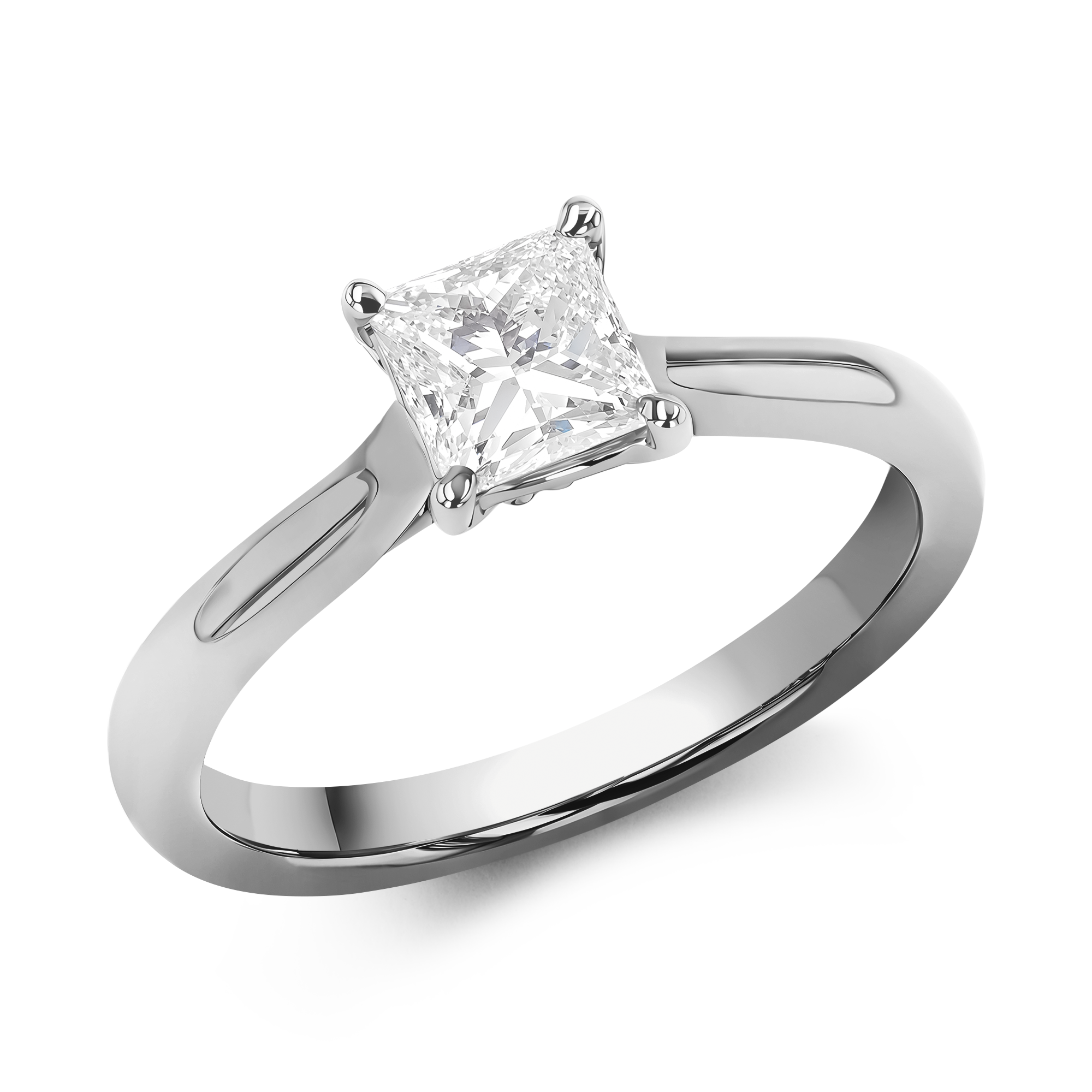 0.70CT Diamond Solitaire Ring Princess Cut. Solitaire. Four Claw Set_1