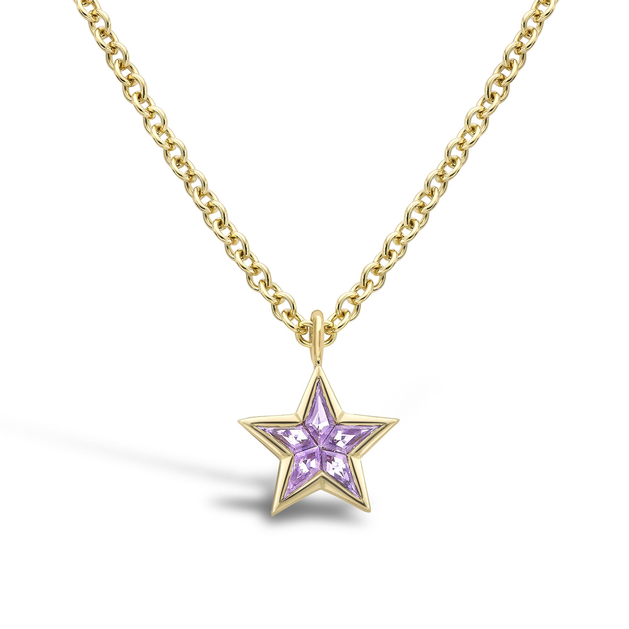 RockStar Purple Sapphire Pendant Necklace Kite Cut, Rubover Set_1