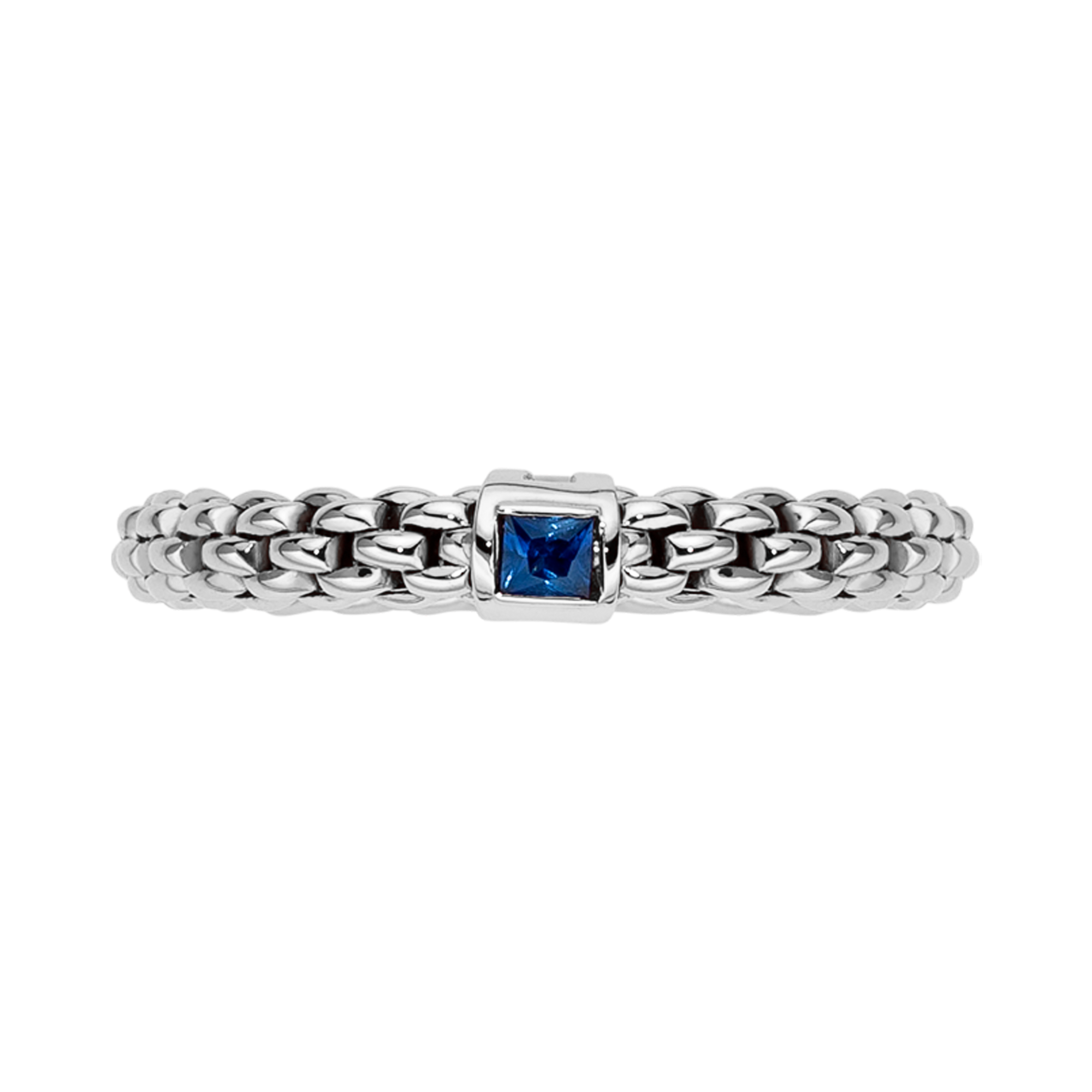 Fope Souls Flex-It Ring with a Blue Sapphire Square Cut, Rubover Set_2