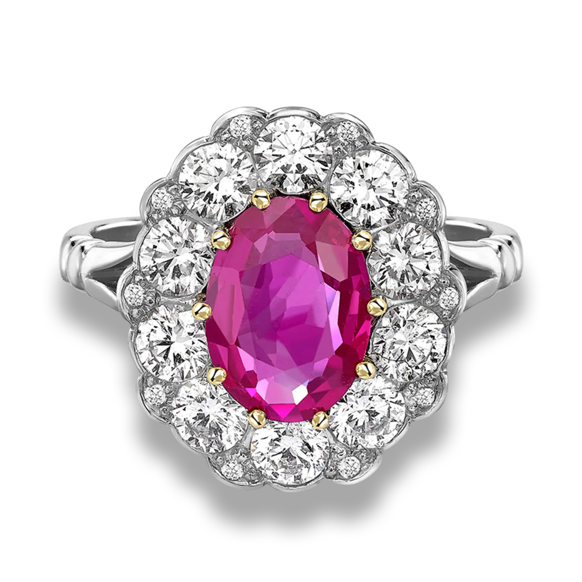 Contemporary Burmese Pink Sapphire Ring 1.66ct in Platinum - Oval Cut ...